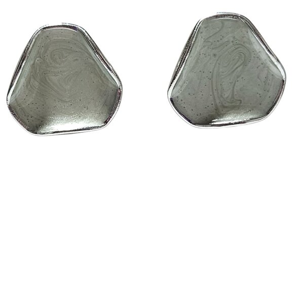 Elegant Swirling Gray Resin Inlay Geometric Stud Earrings Classic Retro Jewelry - Picture 1 of 4